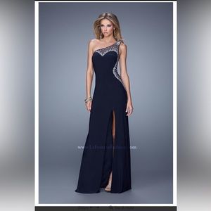 Like New La Femme One Shoulder Maxi Dress Size 6 US